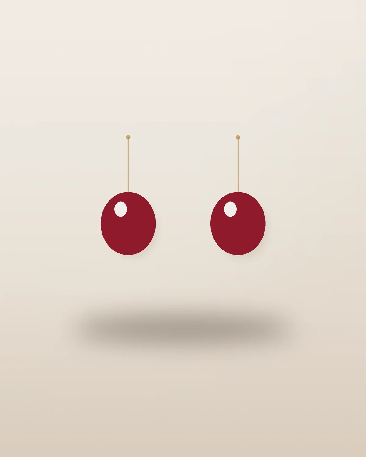 Ruby-Tone Chandelier Earrings in Gold